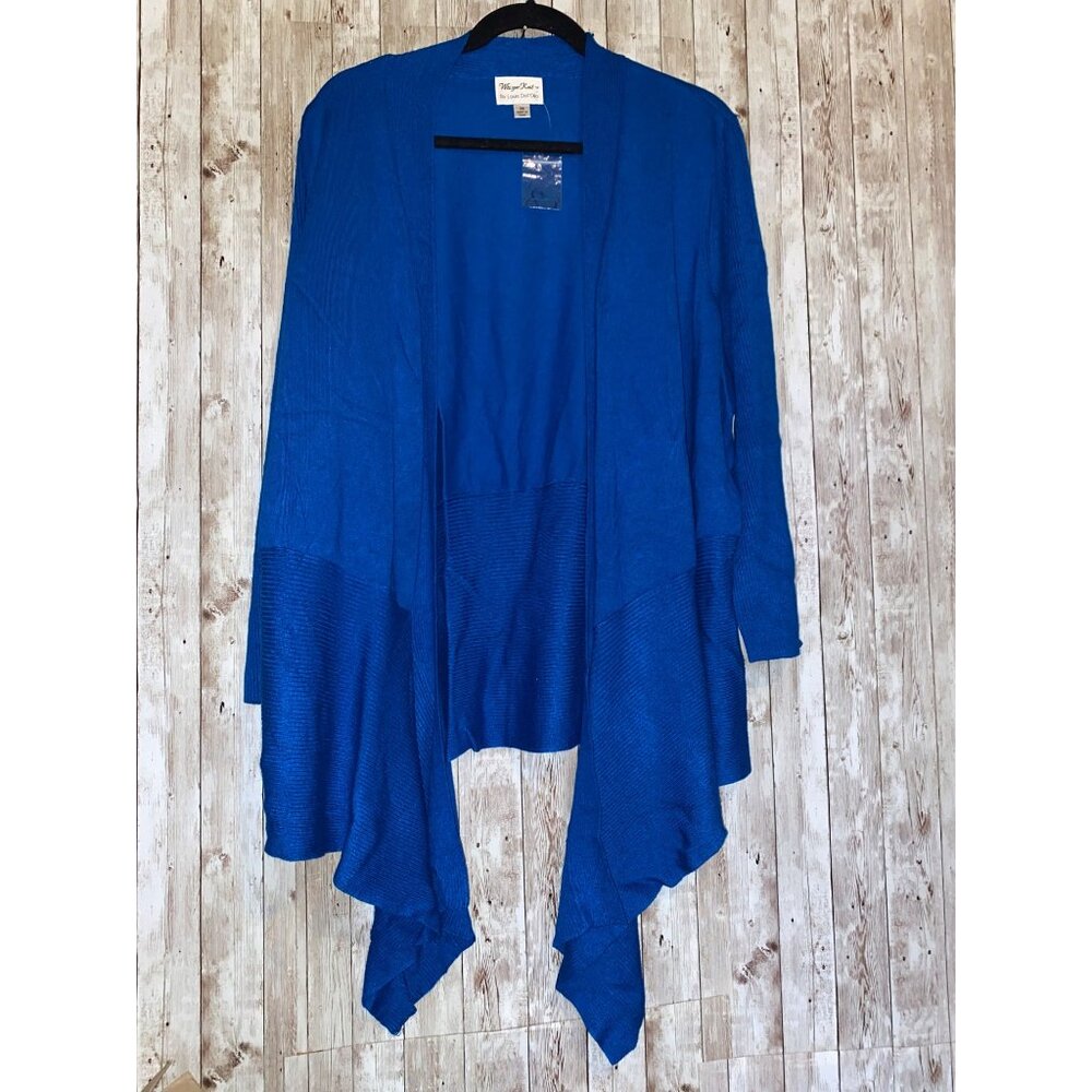 Whisper Knit Women's Blue Waterfall Cardigan Sweater Size 3X Open Front New